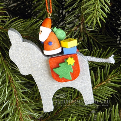 Esel mit Weihnachtsmann und Geschenken Christbaumschmuck