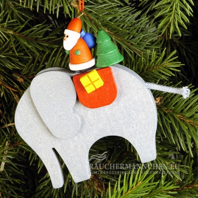 Elefant mit Weihnachtsmann Christbaumschmuck