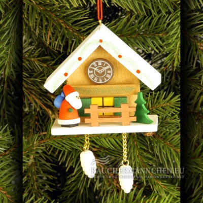Kuckucksuhr mit Nikolaus Christbaumschmuck braun