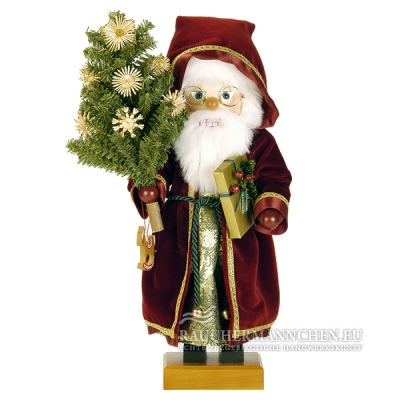 Weihnachtsmann Nussknacker mit Strohsternbaum