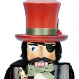 Grau-roter Drosselmeyer Nussknacker mit Gehstock lasiert