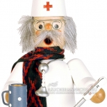 Arzt Räuchermännchen mit Teetasse und Fieberthermometer