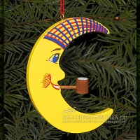 Gelber Mond mit Pfeife Christbaumschmuck
