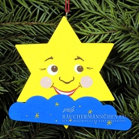 Gelbes Stern-Gesicht mit Wolke Christbaumschmuck