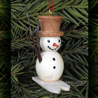 Schneemann auf Ski Christbaumschmuck