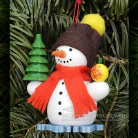 Bunter Schneemann Baumschmuck mit Tannenbaum