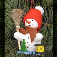 Besen Schneemann Christbaumschmuck mit Laterne