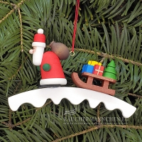 Santa mit Schlitten auf Bogen Christbaumschmuck