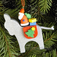 Esel mit Weihnachtsmann und Geschenken Christbaumschmuck