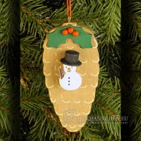 Zapfen mit Schneemann Christbaumschmuck