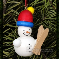 Schneemann Christbaumschmuck mit Ski und M&uuml;tze