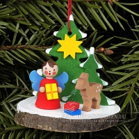 Engel Christbaumschmuck mit Bambi auf Baumscheibe
