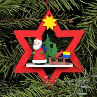 Roter Stern mit Weihnachtsmann Christbaumschmuck