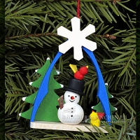 Bogen Christbaumschmuck Schneemann mit Vogel