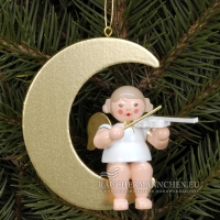 Engel im Mond mit Geige Christbaumschmuck