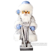 Winter Weihnachtsmann Nussknacker weiss mit blau