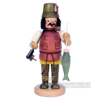 Angler R&auml;ucherm&auml;nnchen mit Fisch und Angelrute