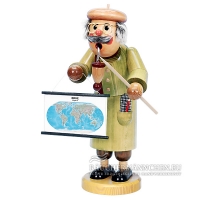 Lehrer R&auml;ucherm&auml;nnchen mit Weltkarte gro&szlig;