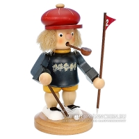 Golfspieler R&auml;ucherm&auml;nnchen mit Schl&auml;ger und Fahne