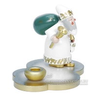 Wei&szlig;er Tischleuchter Weihnachtsmann mit Glocke