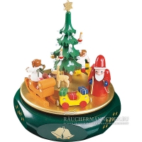 Weihnachtstraum Spieldose mit Weihnachtsmann und Christbaum